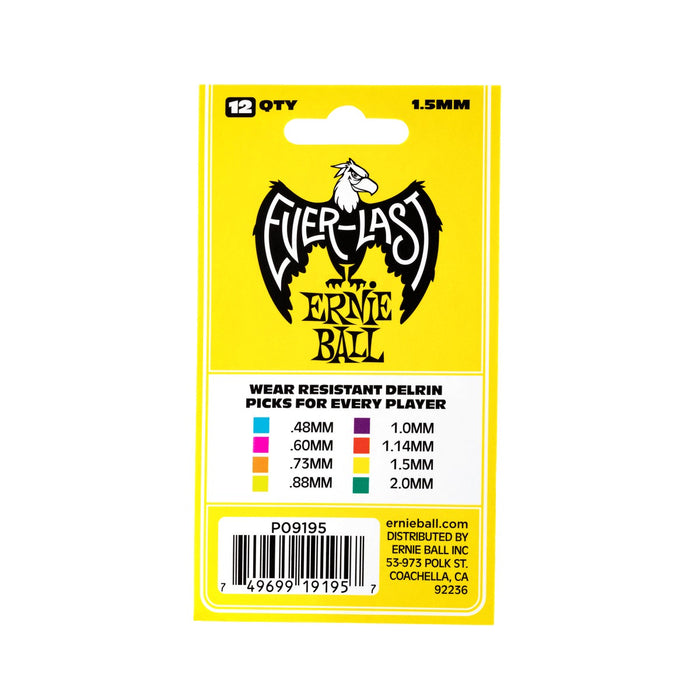 Ernie Ball | Everlast Picks | Yellow | 1.5mm | 12 Pack | P09195