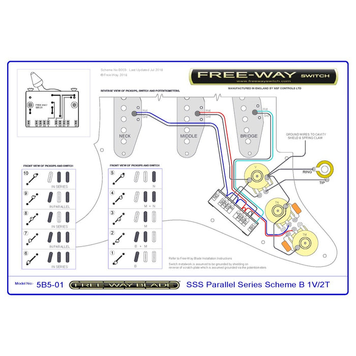 920D Custom | Free-Way | S5B5-01 | Strat Style 10-Way Wiring Harness | CTS, Free-Way & Pure Tone Parts