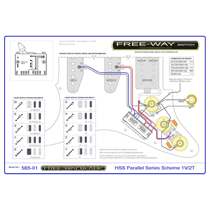 Free-Way | Pickup Blade Switch | 5+5 Position Multi Switch | Fits Stratocaster® Style Guitars