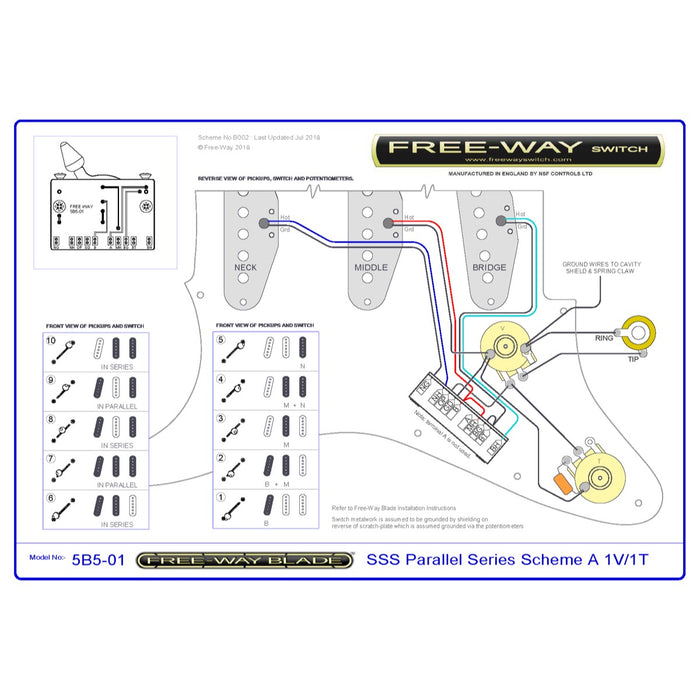 Free-Way | Pickup Blade Switch | 5+5 Position Multi Switch | Fits Stratocaster® Style Guitars