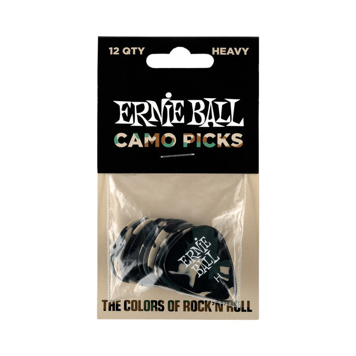 Ernie Ball | Camouflage Cellulose Picks | Heavy | 12 Piece | P09223