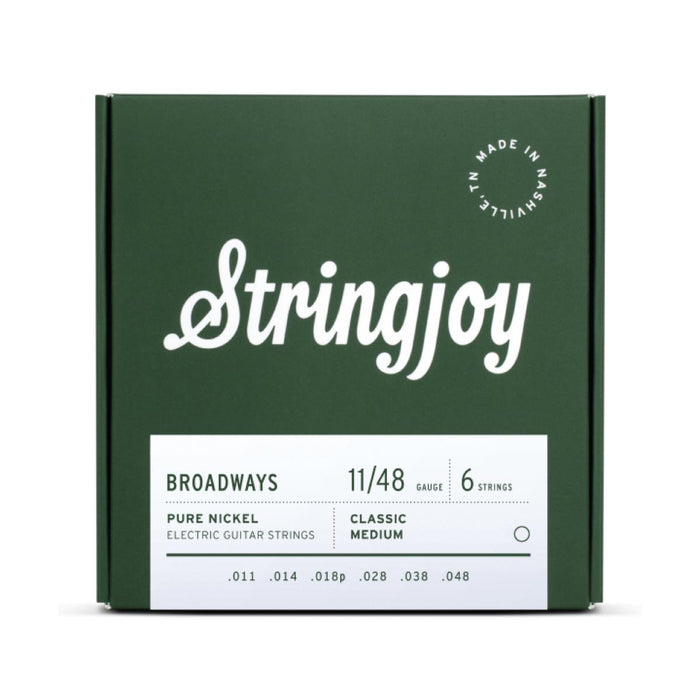 Stringjoy | Broadways | Classic | Medium Gauge (11-48) | Pure Nickel | Electric Guitar Strings