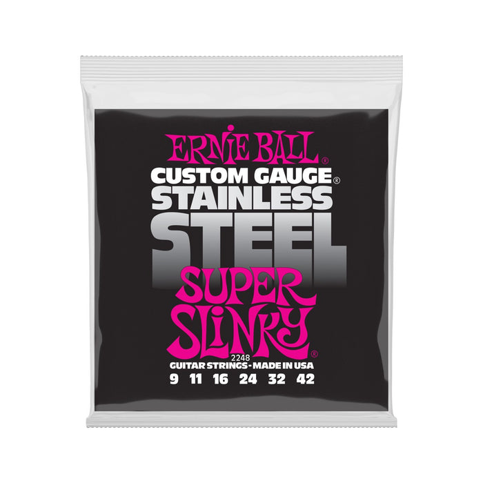 Ernie Ball | Super Slinky | Stainless Steel Wound | ELECTRIC Guitar Strings | 9-42 | P02248