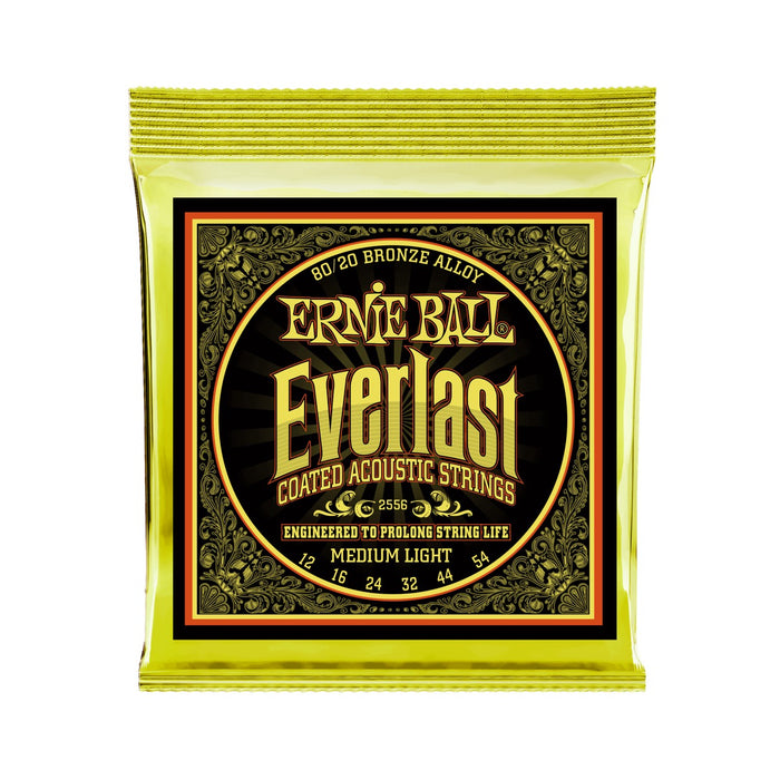 Ernie Ball | Everlast | Coated 80/20 Bronze | ACOUSTIC Guitar Strings | Medium Light | 12-54 | P02556