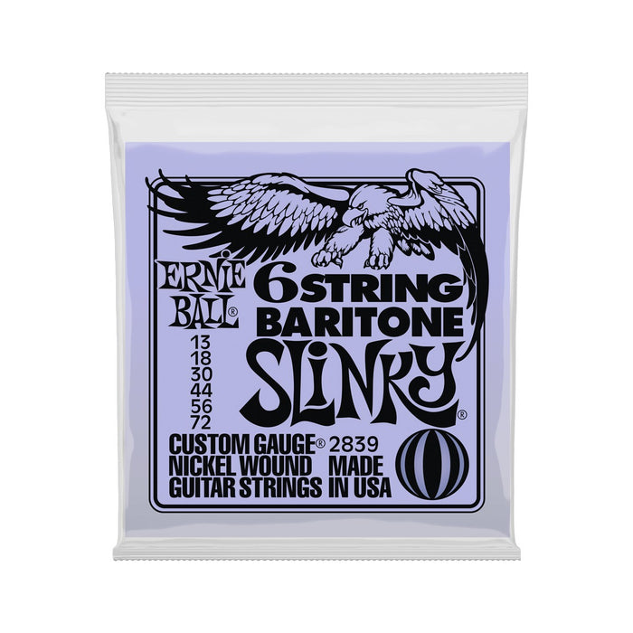 Ernie Ball | Slinky w/ Small Ball End | 29 5/8 Scale BARITONE Guitar Strings | 6-Strings | 13-72 | P02839