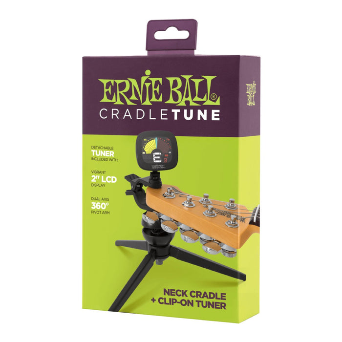 Ernie Ball | CradleTune | Portable Clip-on Tuner & Tripod Neck Cradle | P04113