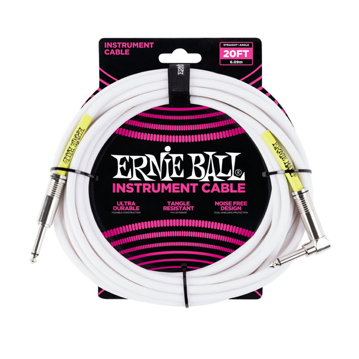Ernie Ball | Straight / Angle Instrument Cable | 6m | White | P06047