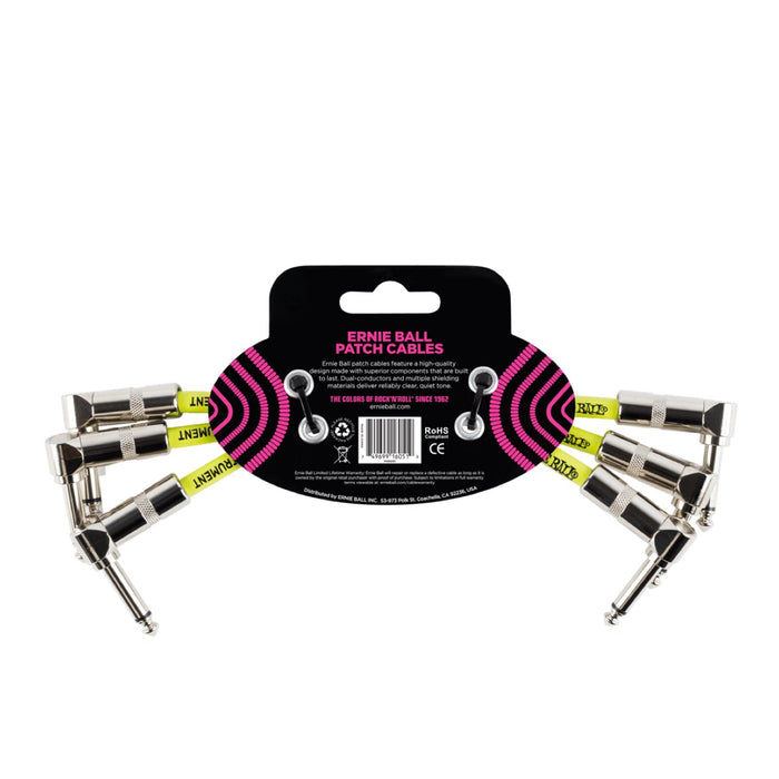 Ernie Ball | Angle Patch Cable | 15cm | 3 Pack | White | P06051