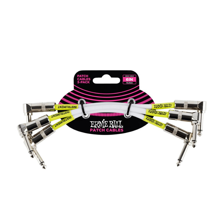 Ernie Ball | Angle Patch Cable | 15cm | 3 Pack | White | P06051