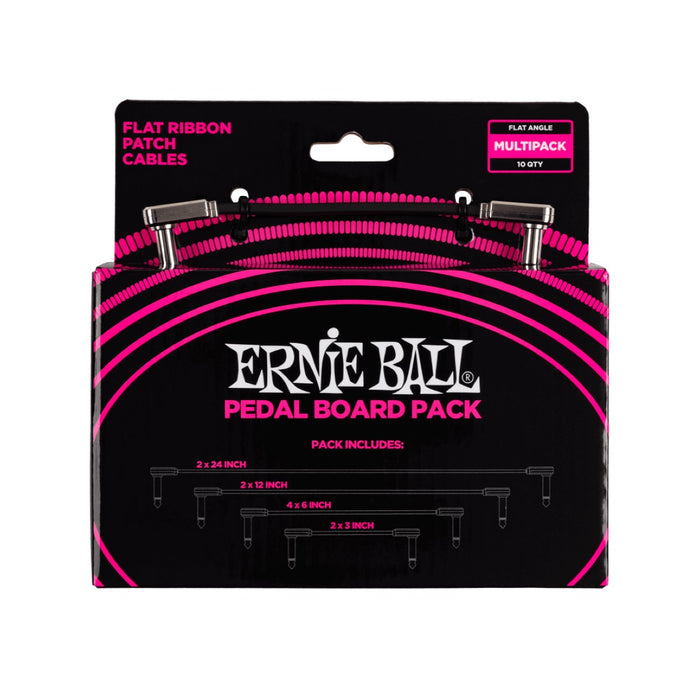 Ernie Ball | Flat Ribbon Patch Cables | 10-Pack | Pedalboard Multi-Pack | P06224