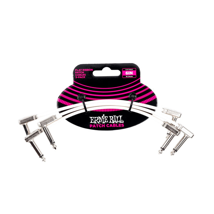 Ernie Ball | Flat Ribbon Patch Cable 3-Pack | 3inch to 12inch | White