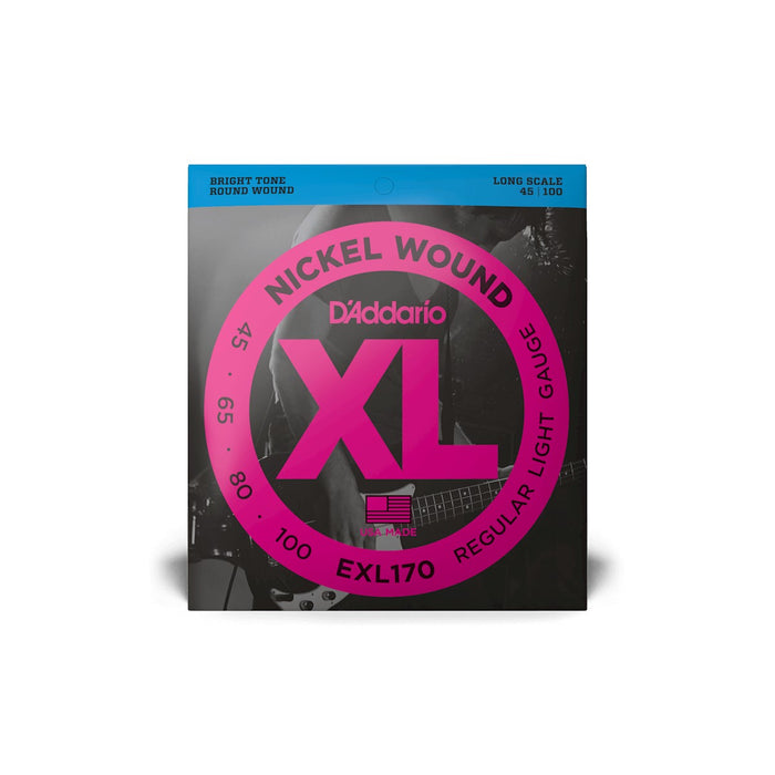 D'Addario | EXL170 | Nickel Wound Bass Guitar Strings | Long Scale | Light | 45-100