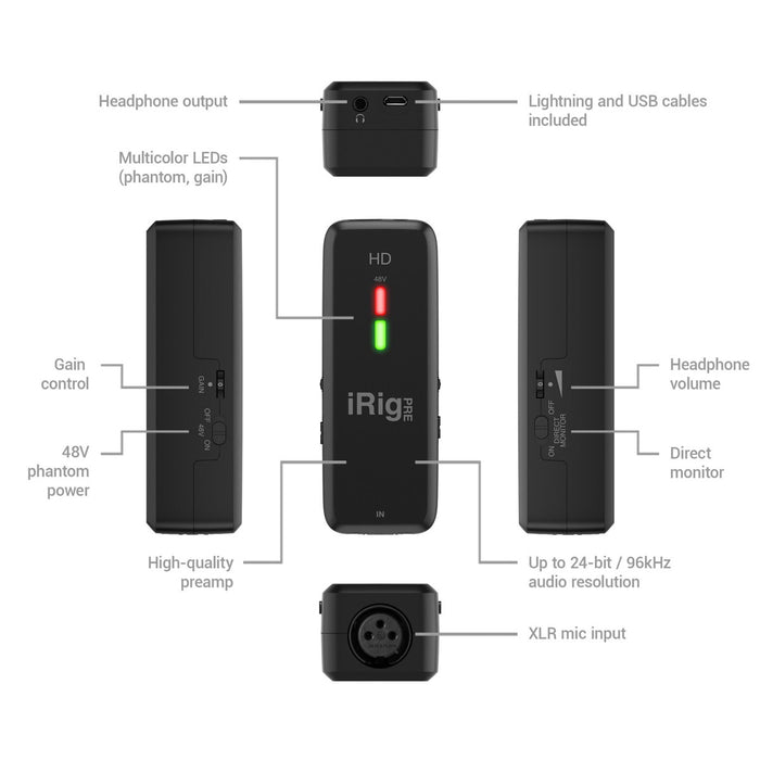 IK Multimedia | iRig Pre HD | iOS Microphone Preamp & Interface